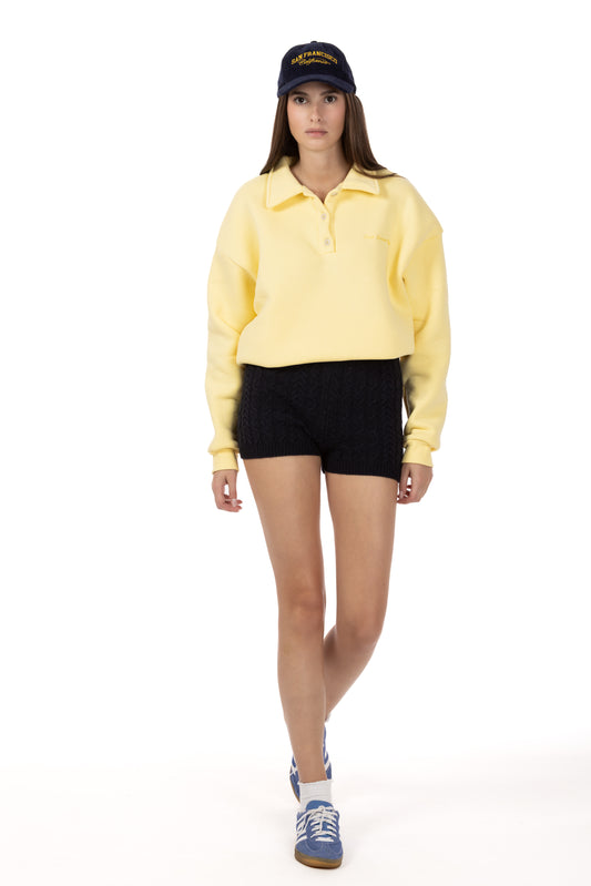 Lauren – Shorts in Maglia a Trecce Blu