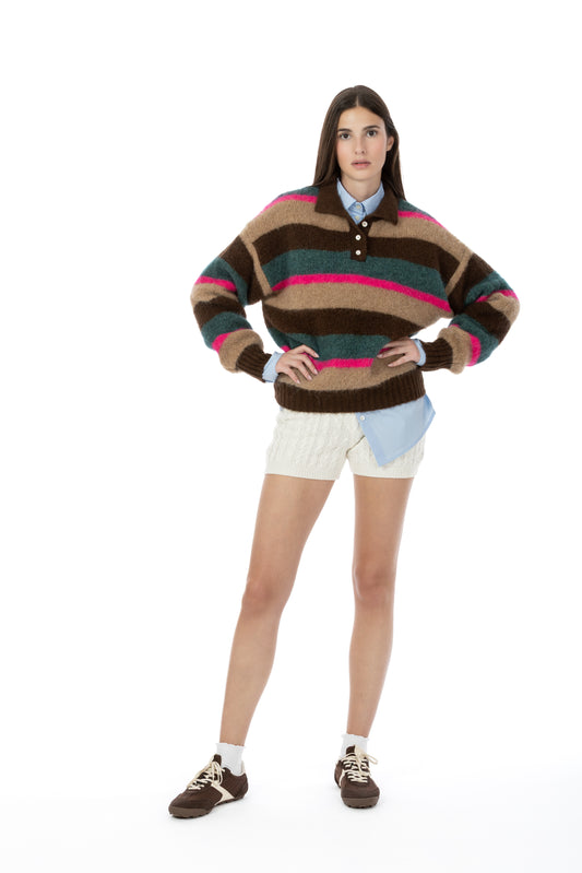 Lauren – Shorts in Maglia a Trecce Burro