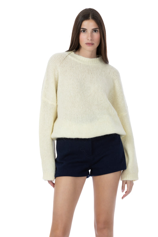 Luna – Maglione Rasato Girocollo Butter Yellow