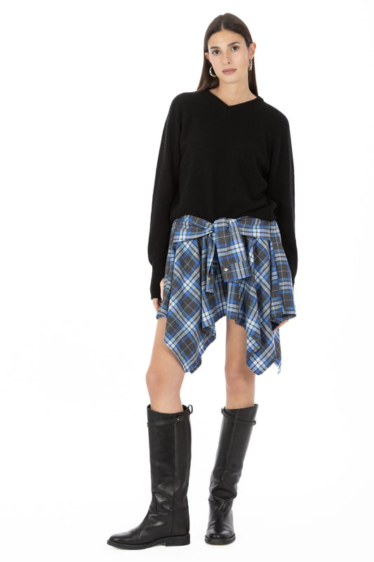 Léonie – Maglia Scollo V con Manicotto Nero