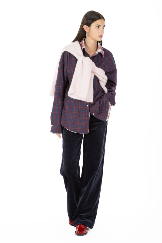 Mara – Pantalone in Velluto Blu