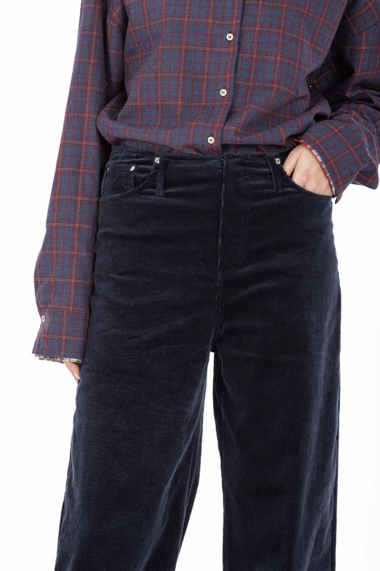 Mara – Pantalone in Velluto Blu