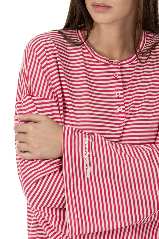 Nacrè – Polo a Righe Fucsia