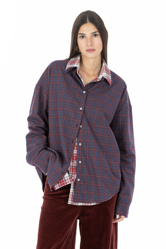 Overlap Shirt - Camicia Layered Red/Plum