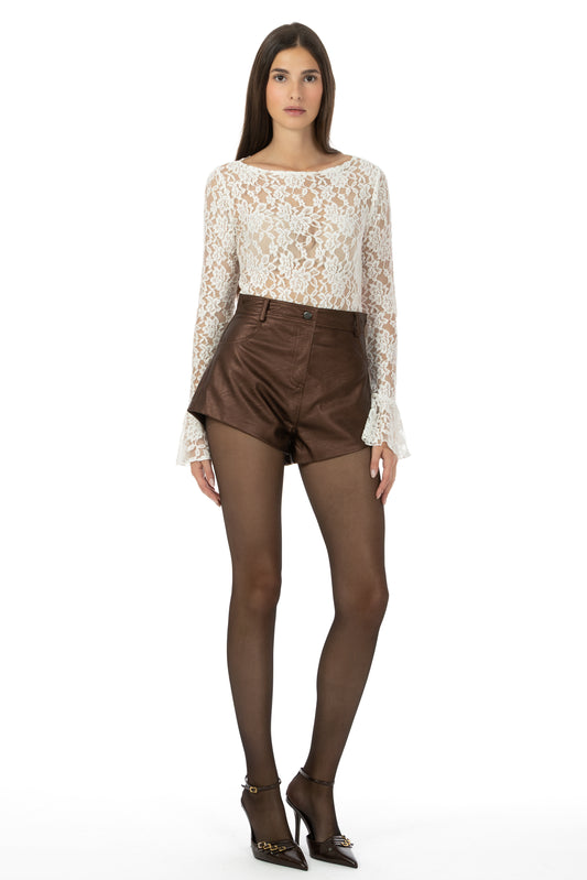 Roxy – Shorts in Ecopelle Marrone