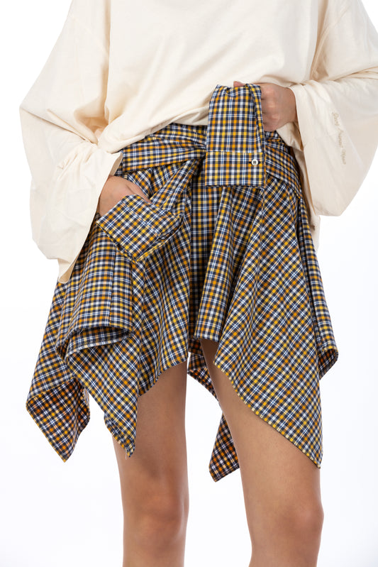 Vale – Gonna Camicia Check Giallo