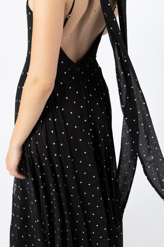 Capri — Abito in Georgette Pois Nero & Burro