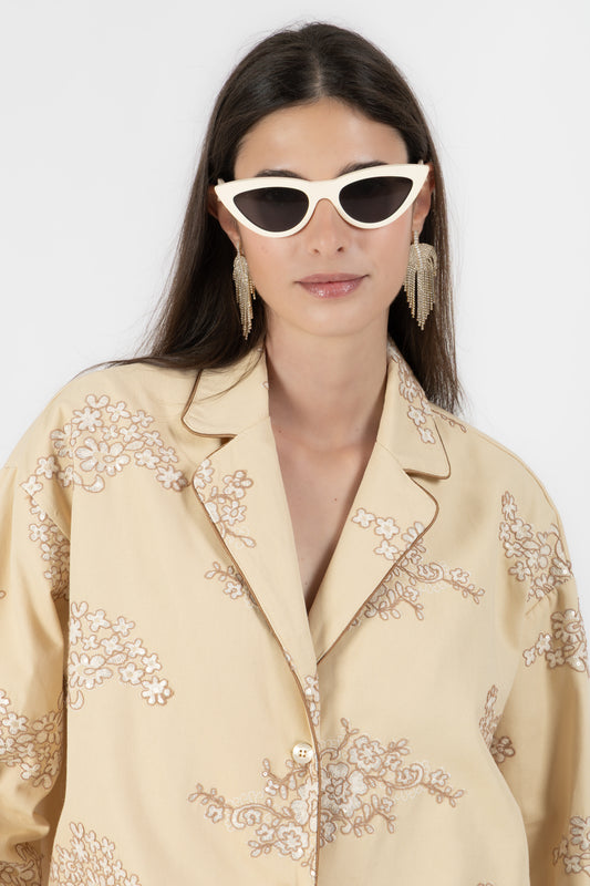 Alix – Coordinato Ricamato Burro