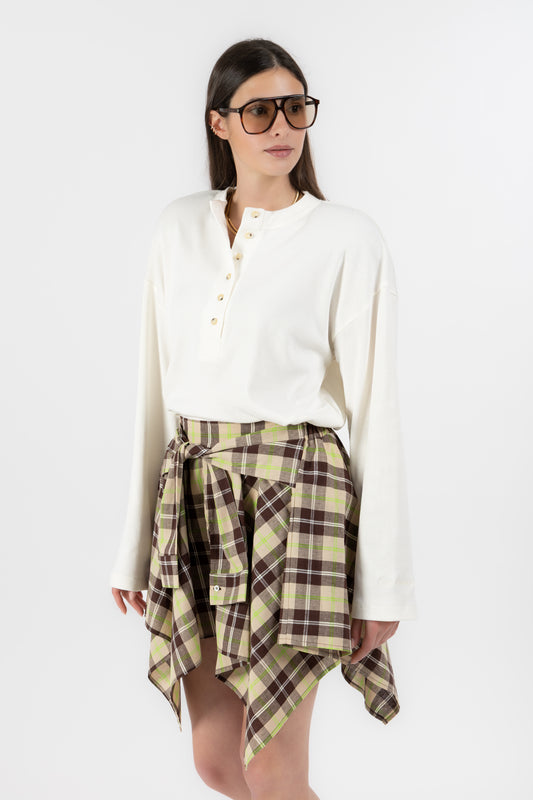 Vale – Gonna Camicia Check Lime