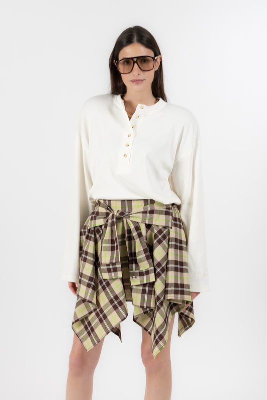 Vale – Gonna Camicia Check Lime