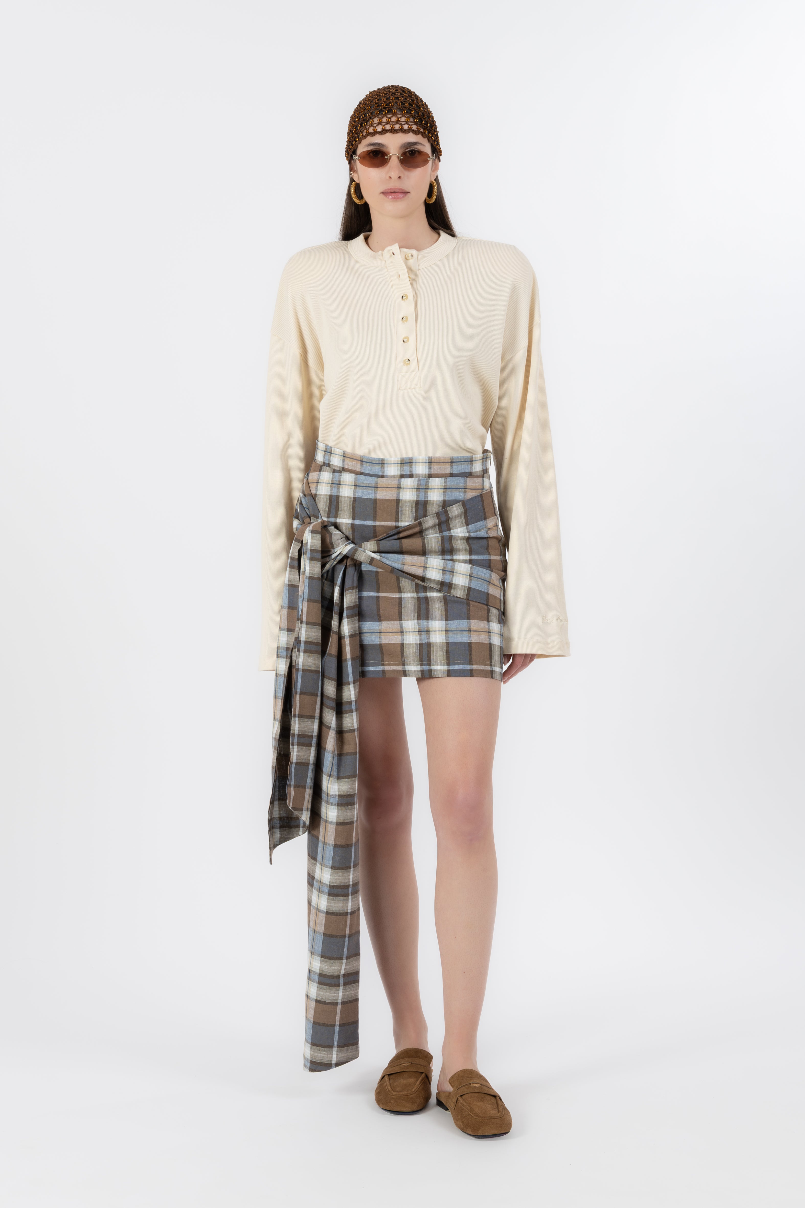 Vale Draped – Gonna Check Sabbia | Martina Ravotti Studio
