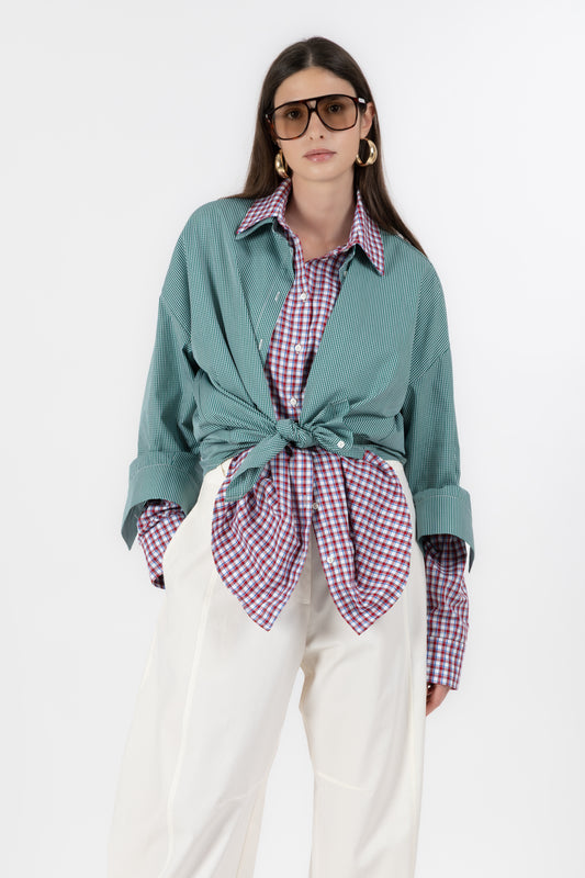 Overlap Shirt – Camicia Layered Verde/Rosso