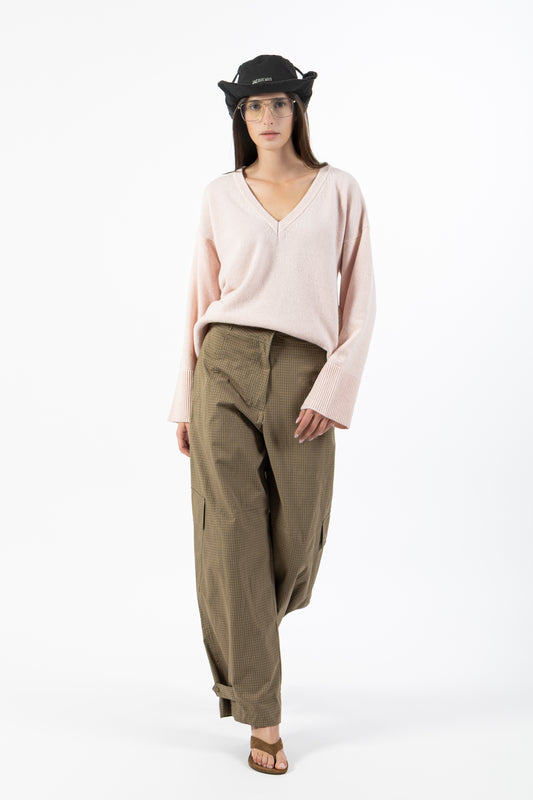 Rhode — Pantalone Cargo Check Verde Militare