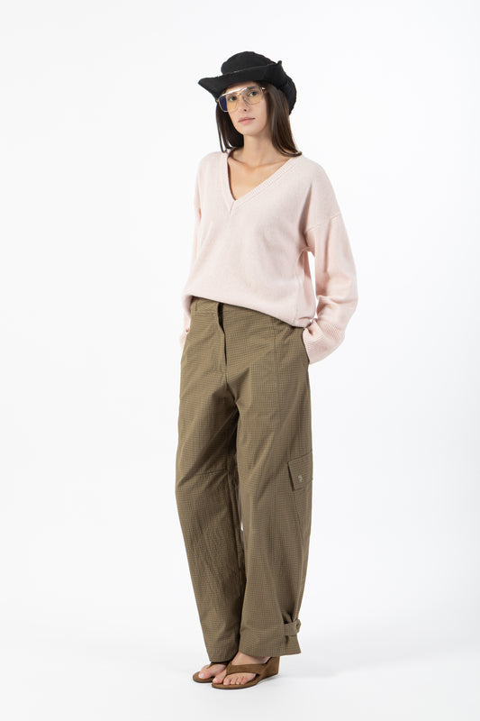 Rhode — Pantalone Cargo Check Verde Militare