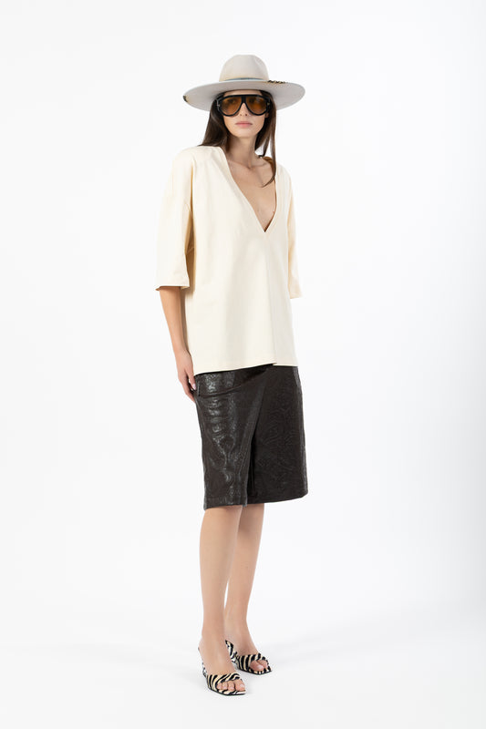 Sunset — Bermuda Oversize Effetto Pelle Cashmere Marrone