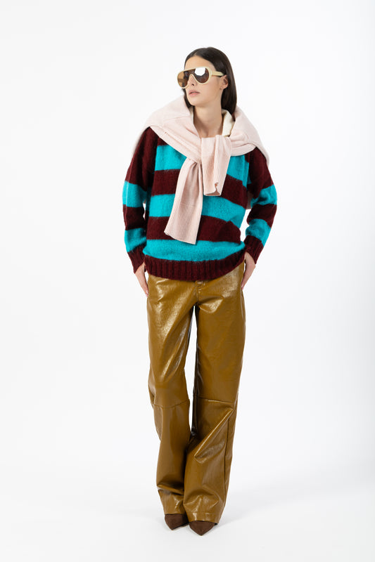 Urban Muse — Pantalone Effetto Pelle Vintage Ocra