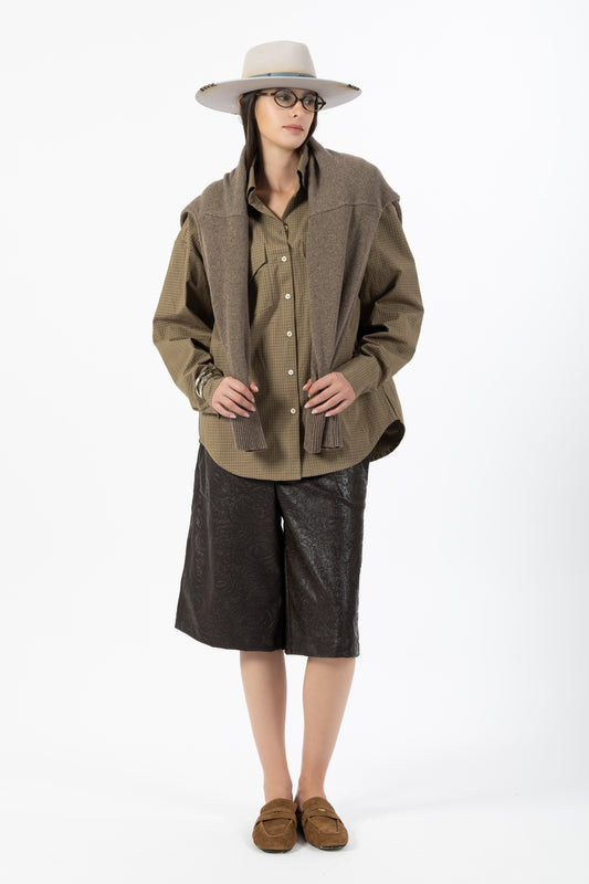 Kendall — Camicia Oversize Check Verde Militare