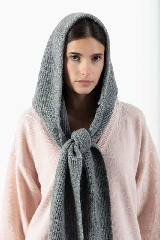 Balaclava — Cappuccio con Sciarpa Grigio Mélange