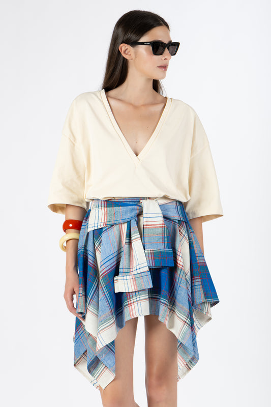 Vale — Gonna Camicia Check Blu