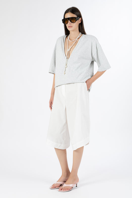 Margot — Bermuda in Popeline di Cotone Bianco