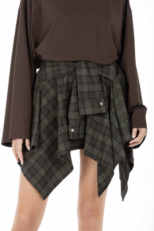 Vale – Gonna Camicia Check Forest