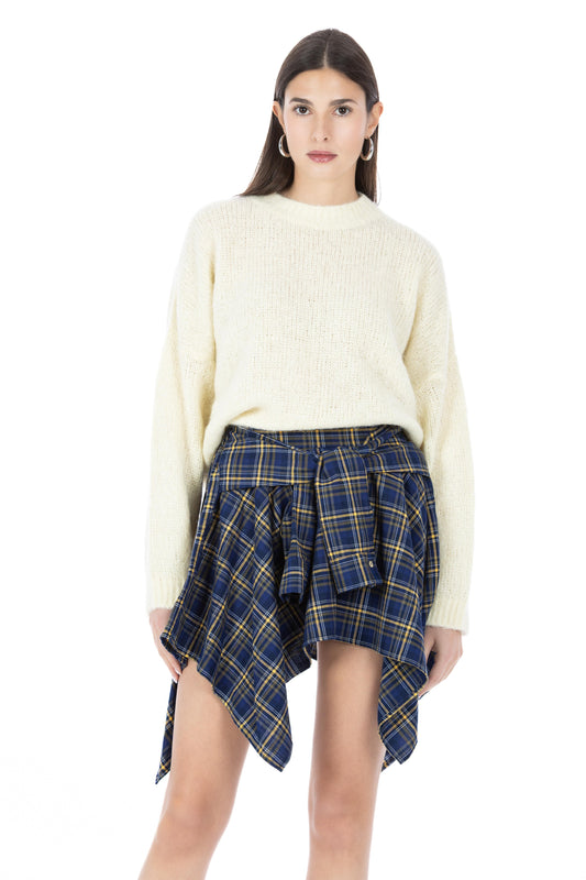 Vale – Gonna Camicia Check Oxford